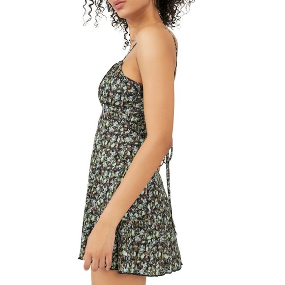 Free People Jamie Strappy Printed Mini Dress In Midnight Combo - Picture 7 of 8